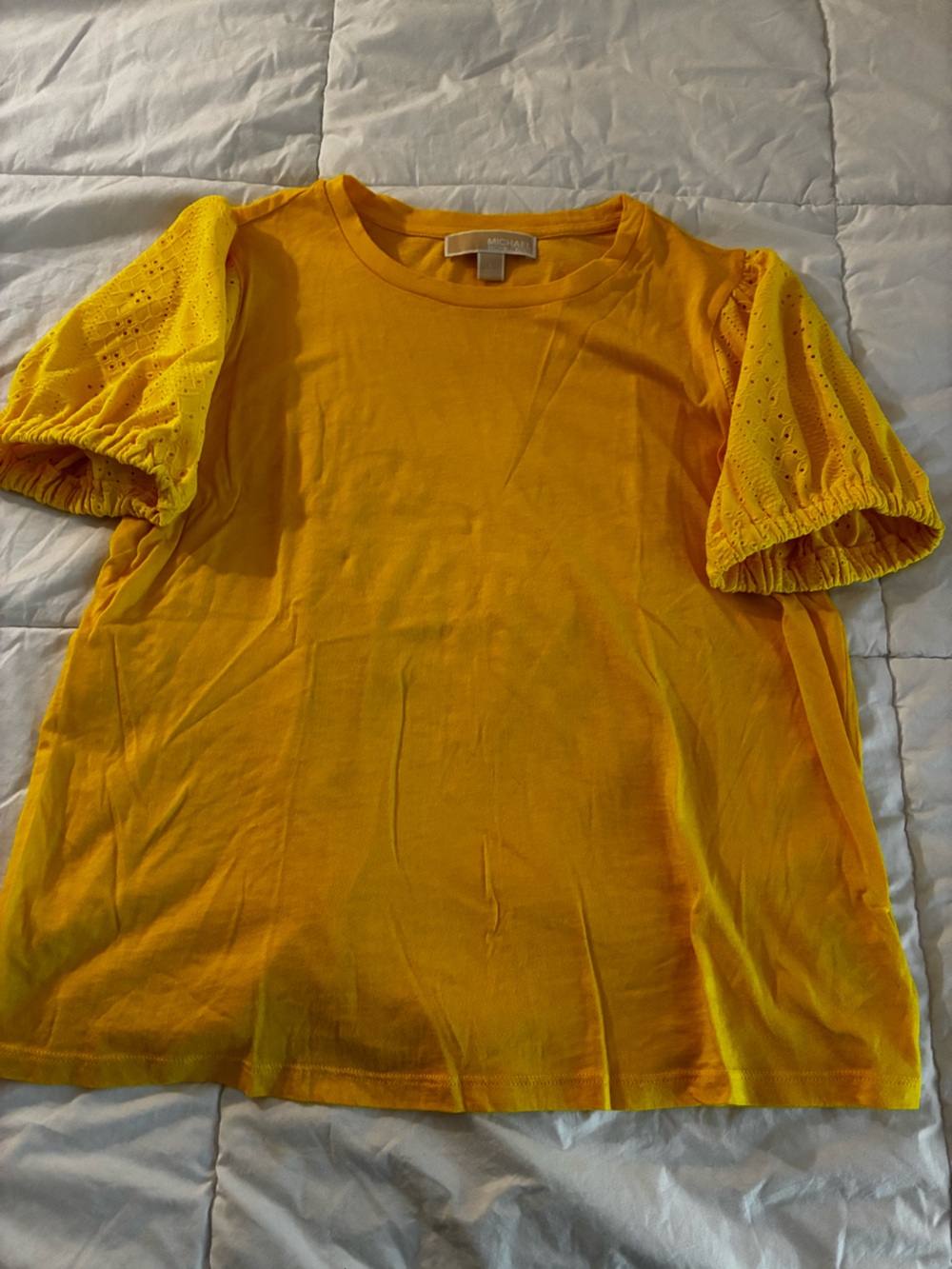 Michael Kors Bright Yellow Puff Sleeve Top